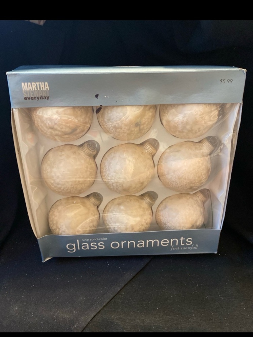 2007 Snow White Martha Stewart Everyday Glass Christmas Balls Ornaments